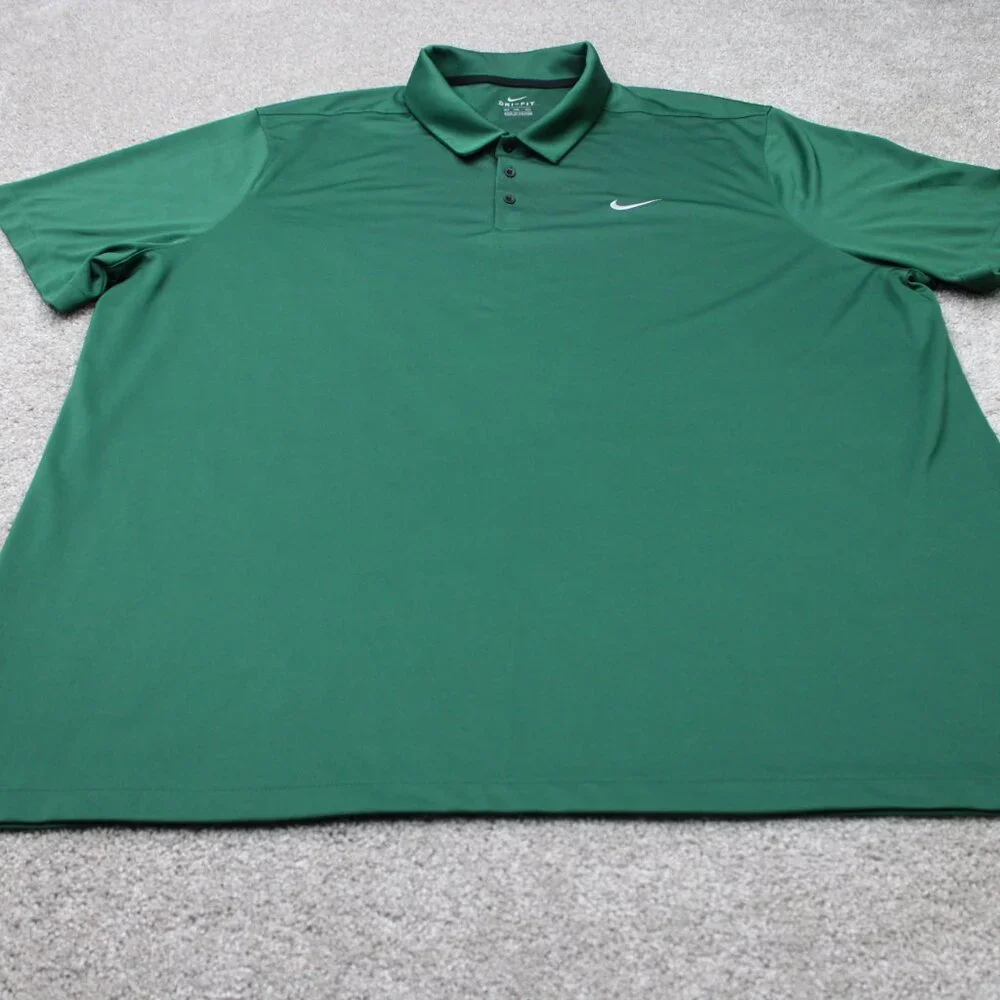 Nike Polo Shirt Mens 4XLT XXXXL-Tall Green Dri-Fit 100% Polyester Short Sleeve - Picture 2 of 13